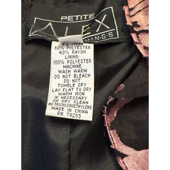 Vintage ALEX EVENINGS Wrap Bolero Style Jacket Black/Floral Women's Size… - Picture 4 of 11